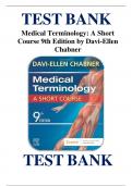 TEST BANK Medical Terminology: A Short  Course 9th Edition by Davi-Ellen  Chabner