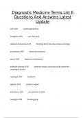 Diagnostic Medicine Terms List 6 Questions And Answers Latest Update