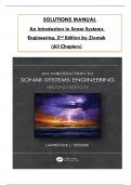 Solution Manual For An Introduction to Sonar Systems Engineering, 2nd Edition by Ziomek All 1-15 Chapters Covered ,Latest Edition, ISBN:9781000617863