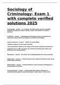 Sociology of Criminology- Exam 1 with complete verified solutions 2025