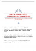 NOTARY SIGNING AGENT CERTIFICATION EXAM 20242025 WITH GUARANTEED ACCURATE ANSWERS