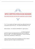 NPCE CERTIFICATION EXAM 20242025 WITH GUARANTEED ACCURATE ANSWERS