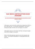 HUC MOCK CERTIFICATION EXAM 20242025 WITH GUARANTEED ACCURATE ANSWERS |VERIFIED