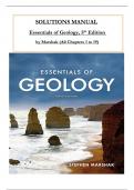 Solutions Manual for Essentials of Geology, 5th Edition by Stephen Marshak All Chapters 1 to 19 complete Verified editon ISBN: 9780393601107