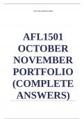 AFL1501 OCTOBER NOVEMBER PORTFOLIO (COMPLETE ANSWERS) Semester 2 2024 - DUE 12 November 2024; 100% TRUSTED Complete, trusted solutions and explanations. Ensure your success with us...