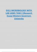 D311 MICROBIOLOGY WITH  LAB UAM1 TASK 2 (Research Essay) Western Governors University