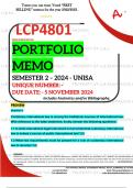 LCP4801 PORTFOLIO MEMO - OCT./NOV.  2024 - SEMESTER 2 - UNISA - DUE DATE :- 5 NOVEMBER 2024 - (DETAILED ANSWERS WITH FOOTNOTES AND BIBLIOGRAPHY - DISTINCTION GUARANTEED!) 