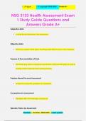 NSG 3133 Health Assessment Exam  1 Study Guide Questions and  Answers Grade A+