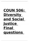 COUN 506 Diversity and Social Justice Final questions with 100- correct answers(2025-2026 update).