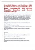 Nrnp 6645 Midterm and Final Exam 2024  (5 Different Versions) | Nrnp6645 Actual  Exam Psychotherapy with Multiple  Modalities Questions and Correct  Answers Rated A+