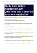 Study Epic Willow Inpatient RX100 Questions and Complete Solutions Graded A+