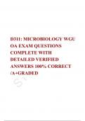 D311: MICROBIOLOGY WGU OA EXAM QUESTIONS COMPLETE WITH DETAILED VERIFIED ANSWERS 100% CORRECT /A+GRADED