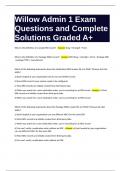 Willow Admin 1 Exam Questions and Complete Solutions Graded A+