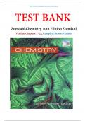 TEST BANK For Zumdahl, Chemistry 10th Edition, Verified Chapters 1 - 22, Complete Newest Version | BEST STUDY GUIDE