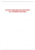 ACCUPLACER ENGLISH TEST WITH ALL ANSWERS UPDATED