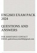 ENG2603 Exam pack 2024(Colonial and Postcolonial African Literatures)