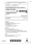 Pearson Edexcel Level 1/Level 2 GCSE (9–1) Combined Science BIOLOGY Paper 4 Foundation Tier JUNE 2024 QUESTION PAPER