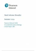 Pearson Edexcel Level 1/Level 2 GCSE (9–1) Combined Science BIOLOGY Paper 4 Higher Tier JUNE 2024 MARK SCHEME