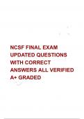 NCSF FINAL EXAM UPDATED QUESTIONS WITH CORRECT ANSWERS ALL VERIFIED A+ GRADED 