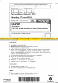 Pearson Edexcel Level 3 GCE Spanish Advanced PAPER 2: Written response to works and translation JUNE 2024 Combined Question Paper and Mark Scheme