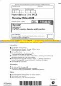 Pearson Edexcel Level 3 GCE Russian Advanced PAPER 1: Listening, Reading and Translation MAY 2024 Combined Question Paper and Mark Scheme