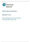 Pearson Edexcel International GCSE In Biology (4BI1) Paper 2BR Mark Scheme JUNE 2024