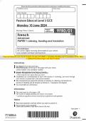 Pearson Edexcel Level 3 GCE French Advanced PAPER 1: Listening, Reading and Translation JUNE 2024 Combined Question Paper and Mark Scheme