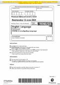 Pearson Edexcel Level 3 GCE English Language Advanced PAPER 3: Investigating Language JUNE 2024 Combined Question Paper and Mark Scheme