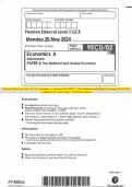 Pearson Edexcel Level 3 GCE Economics A Advanced PAPER 2: The National and Global Economy MAY 2024 Combined Question Paper and Mark Scheme