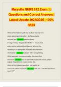 Maryville NURS 612 Exam 1 | Questions and Correct Answers | Latest Update 2024/2025 | 100% PASS