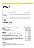 AQA GCSE ENGINEERING Unit 1 Written Paper JUNE 2024 Combined Question Paper and Mark Scheme