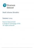 Pearson Edexcel Level 1/Level 2 GCSE (9–1) Design and Technology COMPONENT 1B JUNE 2024 MARK SCHEME :  Papers and Boards