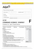 AQA GCSE COMBINED SCIENCE: SYNERGY Foundation Tier Paper 4 Physical Sciences JUNE 2024 Combined Question Paper and Mark Scheme