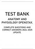 TEST BANK  ANATOMY AND PHYSIOLOGY OPENSTAX.  COMPLETE QUESTIONS AND CORRECT ANSWERS 2024-2025 UPDATE.