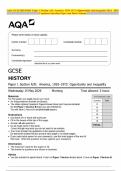 AQA GCSE HISTORY Paper 1 Section A/D: America, 1920–1973: Opportunity and inequality MAY 2024 Combined Question Paper and Mark Scheme