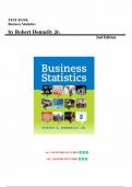 Test Bank for Business Statistics 2nd Edition( Robert Donnelly Jr. , 2014) Chapter 1-18 | Complete Guide A+