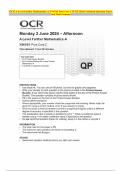 OCR A Level Further Mathematics A Y541/01 Pure Core 2 JUNE 2024 Combined Question Paper and Mark Scheme