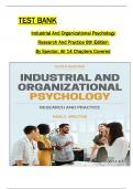  Test Bank for Industrial And Organizational Psychology Research And Practice 8th Edition By Spector, All 1-14 Chapters Covered ,Latest Edition, ISBN:9781119585817