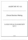 (AGPCNP) NU 611 Clinical Decision Making - Latest Final Exam Review Q & S 2024.