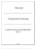 (SU) NSG3023 Fundamentals of Nursing - Latest Final Exam Review Q & S 2024