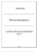 (SU) NSG3022 Pharmacotherapeutics I - Latest Final Exam Review Q & S 2024