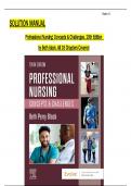 Solution Manual For Professional Nursing: Concepts & Challenges, 10th Edition by Beth black All 1-16 Chapters Covered ,Latest Edition, ISBN:9780323776653