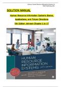 Solution Manual For Human Resource Information Systems, 5th Edition by Johnson, Carlson and Kavanagh All 1-17Chapters Covered ,Latest Edition, ISBN:9781544396743