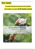 Test Bank for Campbell Biology: Concepts and Connections, 10th Edition by Taylor, Simon, Dickey & Hogan All 1-38 Chapters Covered ,Latest Edition, ISBN:9780135269169,