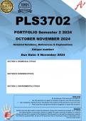 PLS3702 OCTOBER NOVEMBER PORTFOLIO (COMPLETE ANSWERS) Semester 2 2024 - DUE 6 November 2024