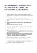 PRE-ASSESSMENT: FUNDAMENTALS OF DIVERSITY, INCLUSION, AND EXCEPTIONAL LEARNERS WGU QUESTIONS AND CORRECT DETAILED ANSWERS (VERIFIED ANSWERS) |ALREADY GRADED A+ 2025/2026