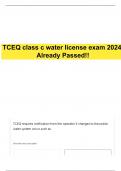 TCEQ class c water license exam 2024 Already Passed!!