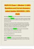 NUR 612 Exam 1 (Module 1) UAB | Questions and Correct Answers | Latest Update 2024/2025 | 100% PASS