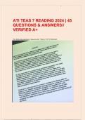 ATI TEAS 7 READING 2024 | 45 QUESTIONS & ANSWERS// VERIFIED A+