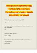 Portage Learning Microbiology Final Exam | Questions and Correct Answers | Latest Update 2024/2025 | 100% PASS